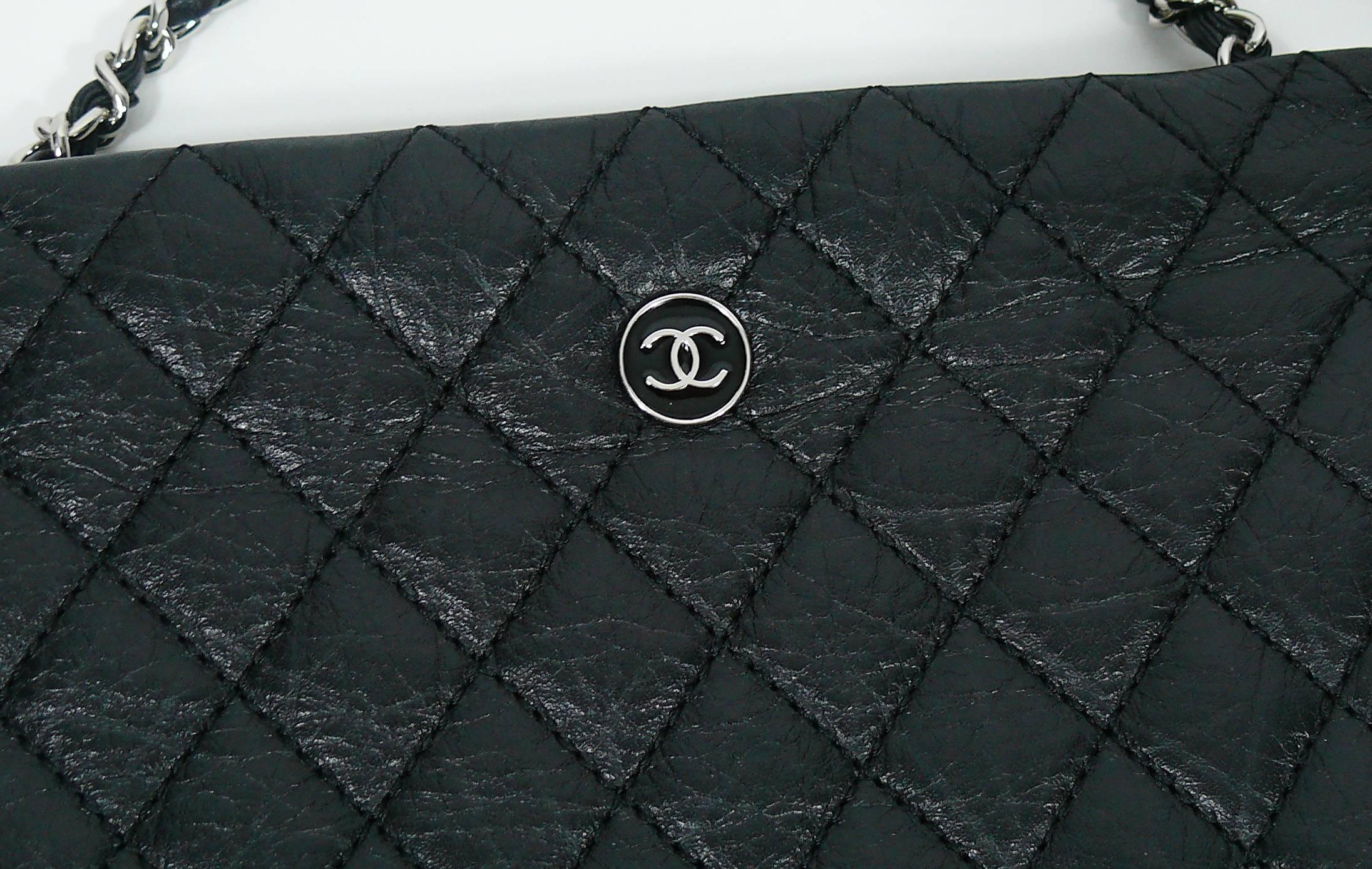 Chanel Quilted Black Leather Employee Uniform Crossbody Bag In Excellent Condition In Nice, FR