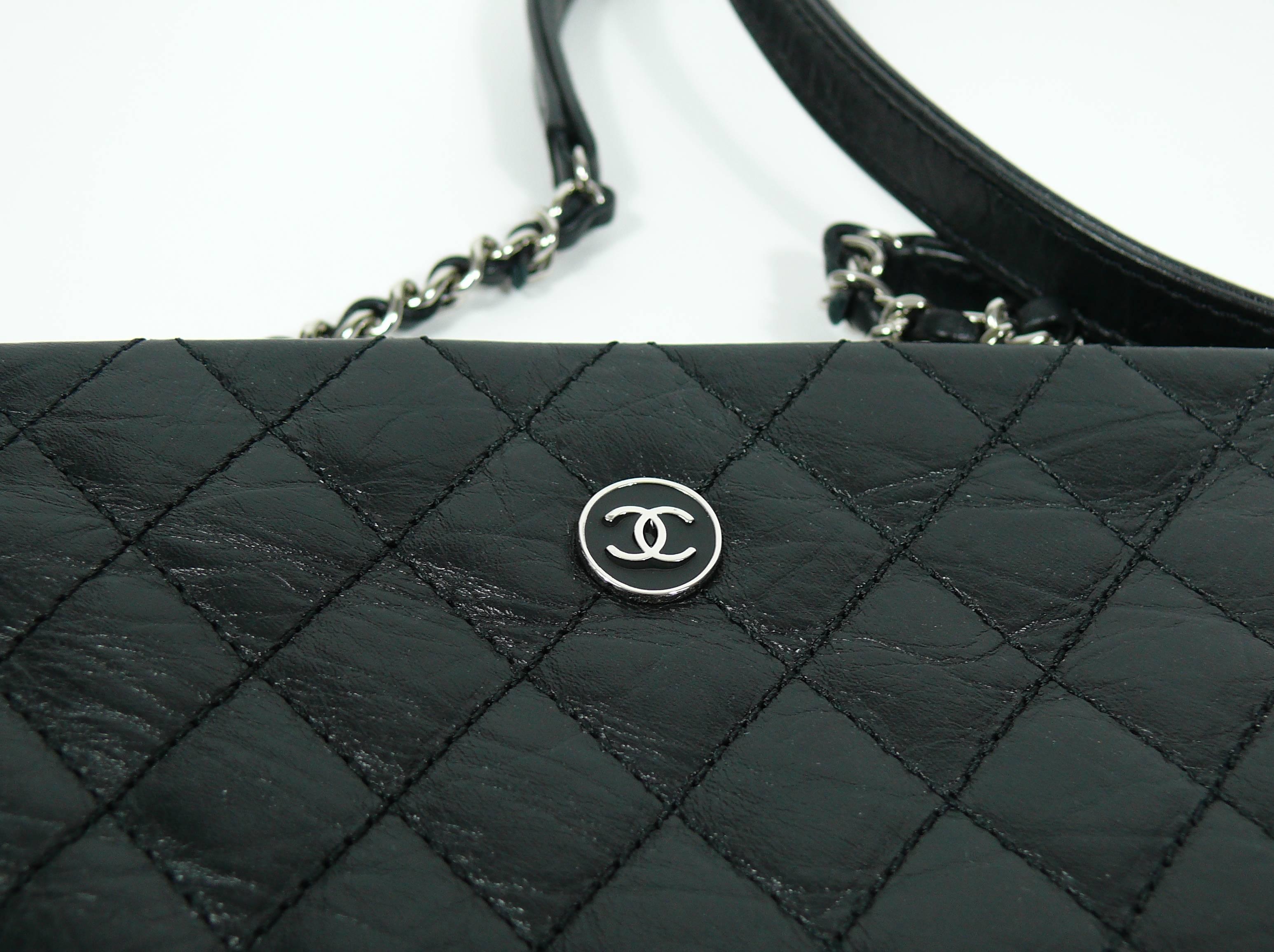 Chanel Quilted Black Leather Employee Uniform Crossbody Bag at 1stDibs ...