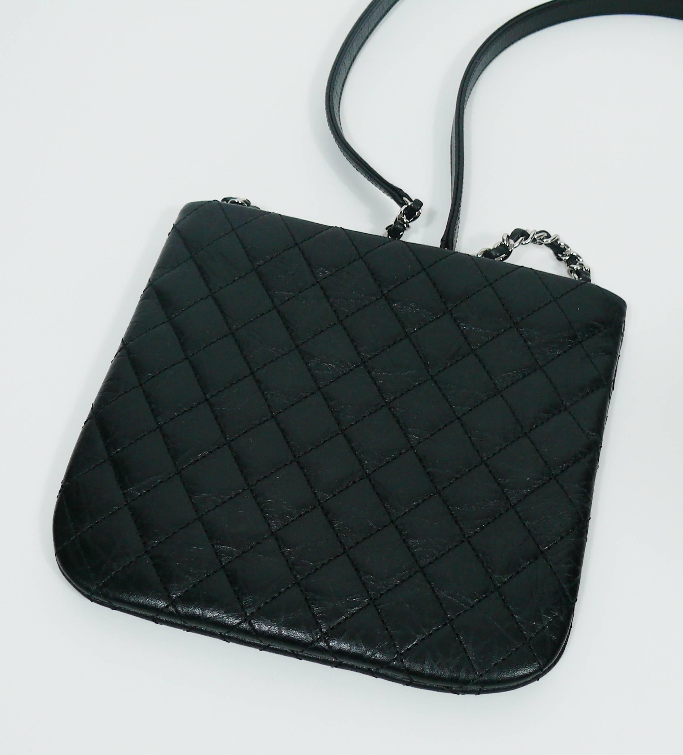 Chanel Quilted Black Leather Employee Uniform Crossbody Bag 1