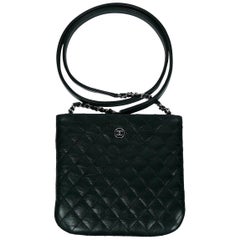 Chanel Quilted Black Leather Employee Uniform Crossbody Bag 