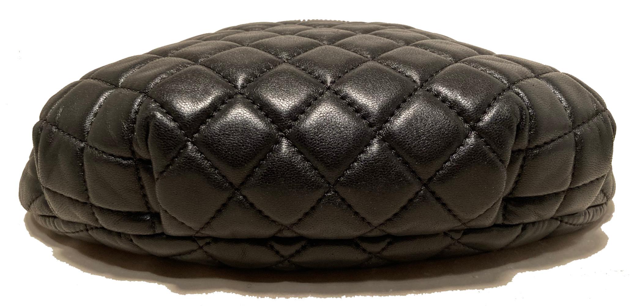 Chanel Quilted Black Leather Banane Fanny Pack Bum Bag In Excellent Condition In Philadelphia, PA