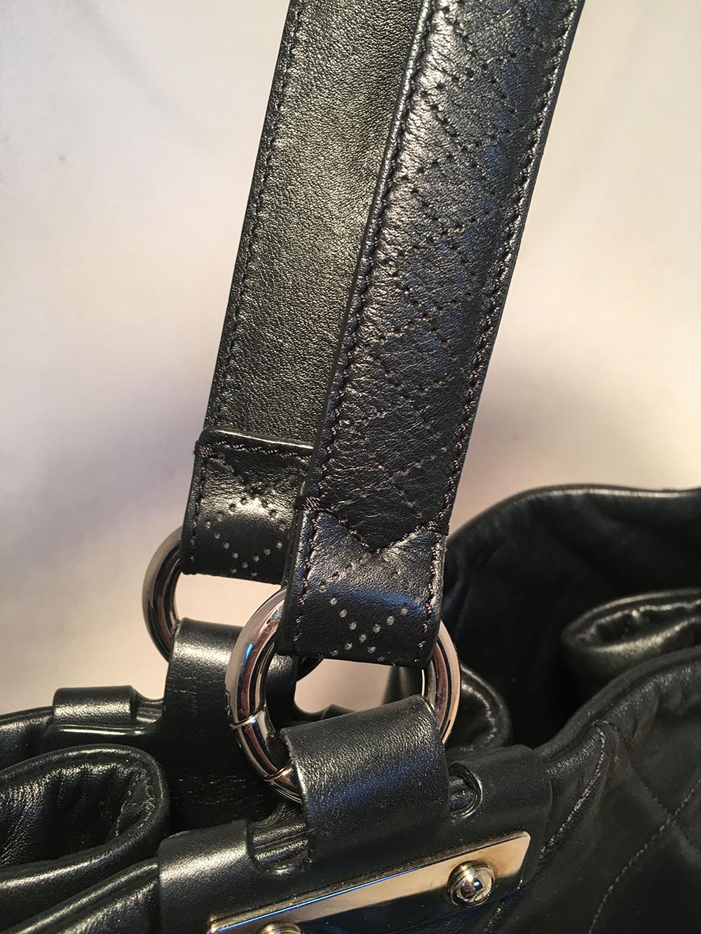 Chanel Quilted Black Leather Latch Front Tote Bag For Sale 3