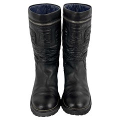 CHANEL Quilted Black Nylon &amp; Leather Motorcycle Boots FR 39 US 8