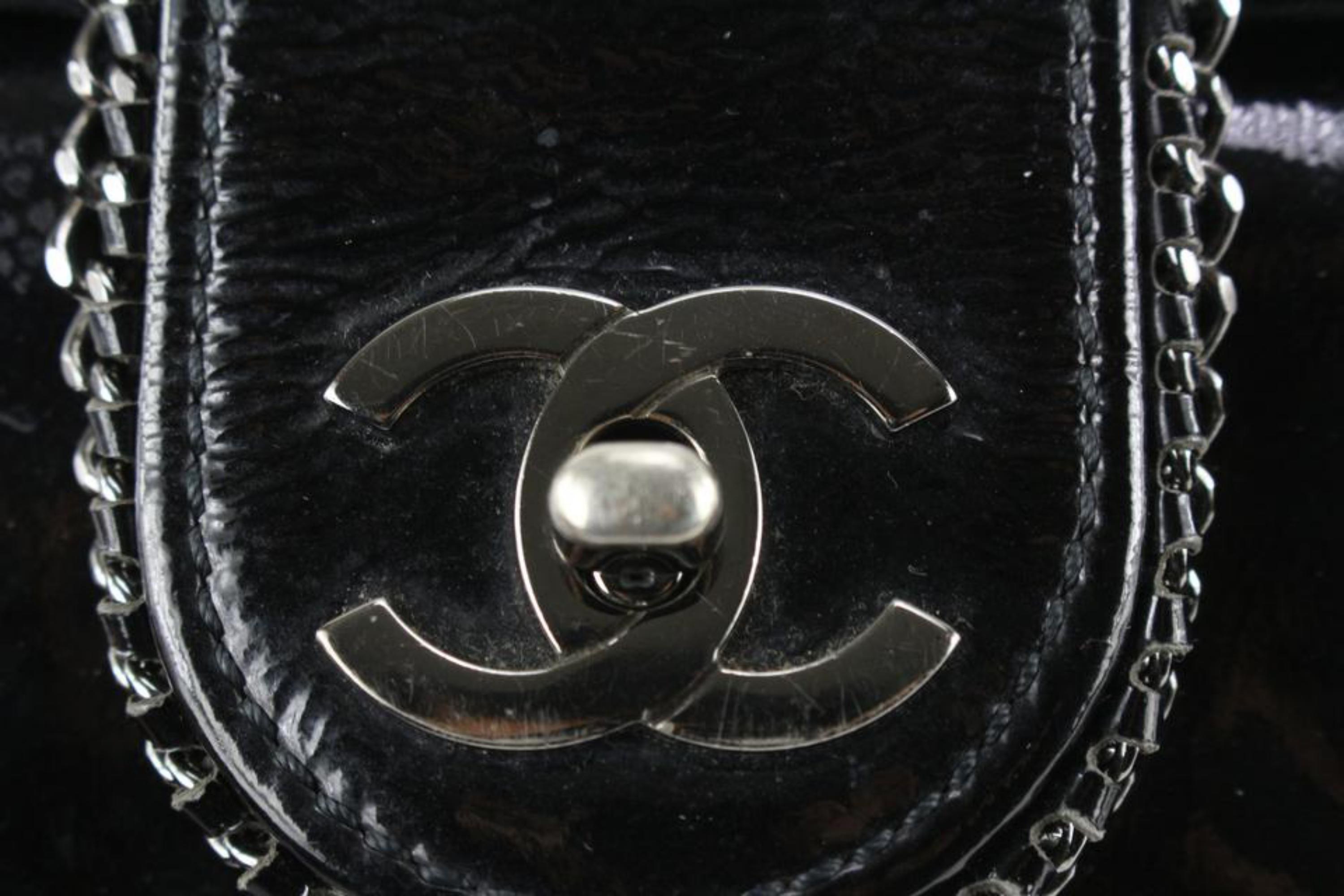Women's Chanel Quilted Black Patent Chain Around Medium Flap 18cc830s