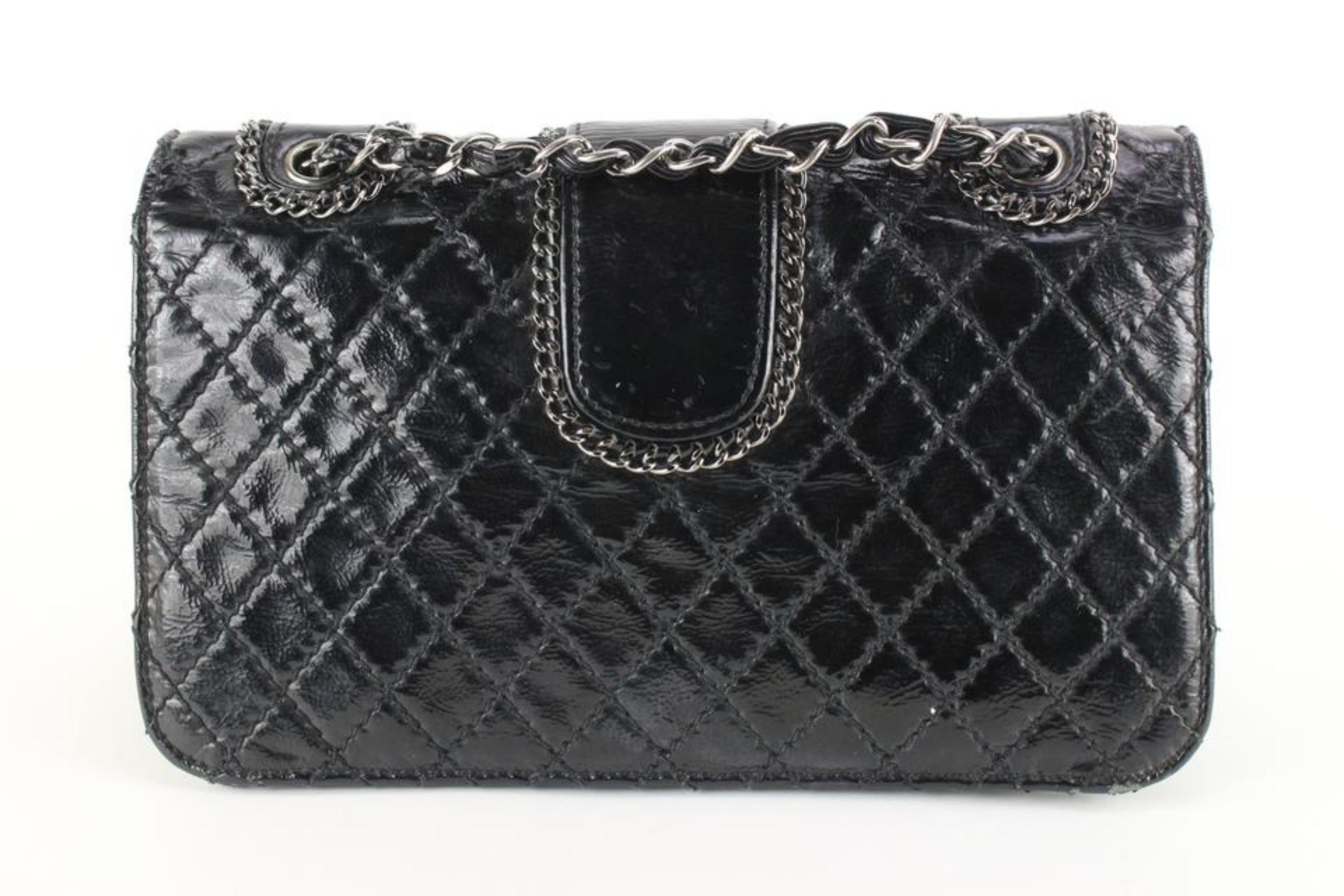 Chanel Quilted Black Patent Chain Around Medium Flap 18cc830s 1