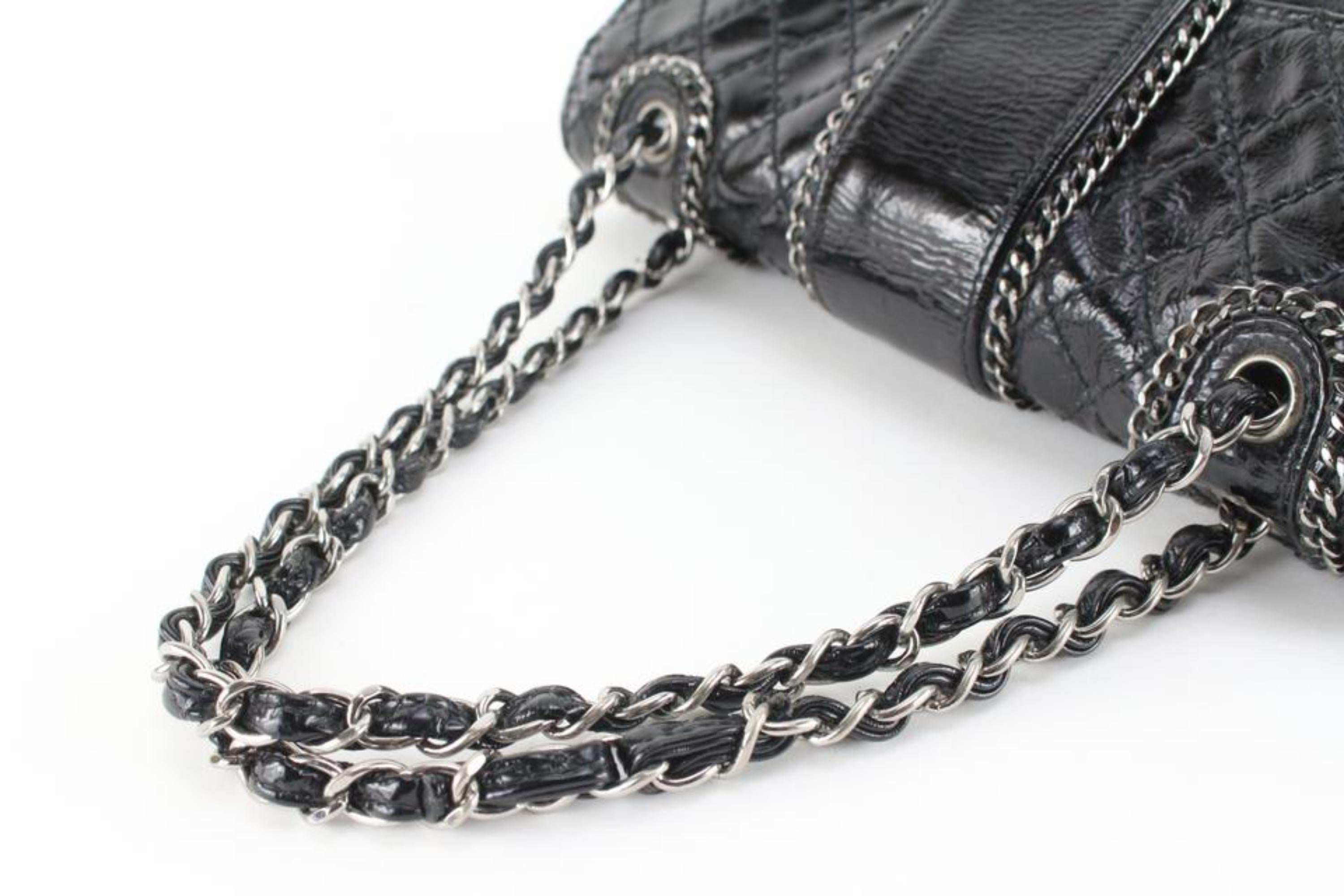 Chanel Quilted Black Patent Chain Around Medium Flap 18cc830s 5
