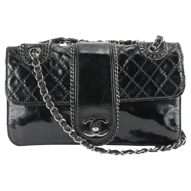 Chanel Black Quilted Patent Leather - 83 For Sale on 1stDibs