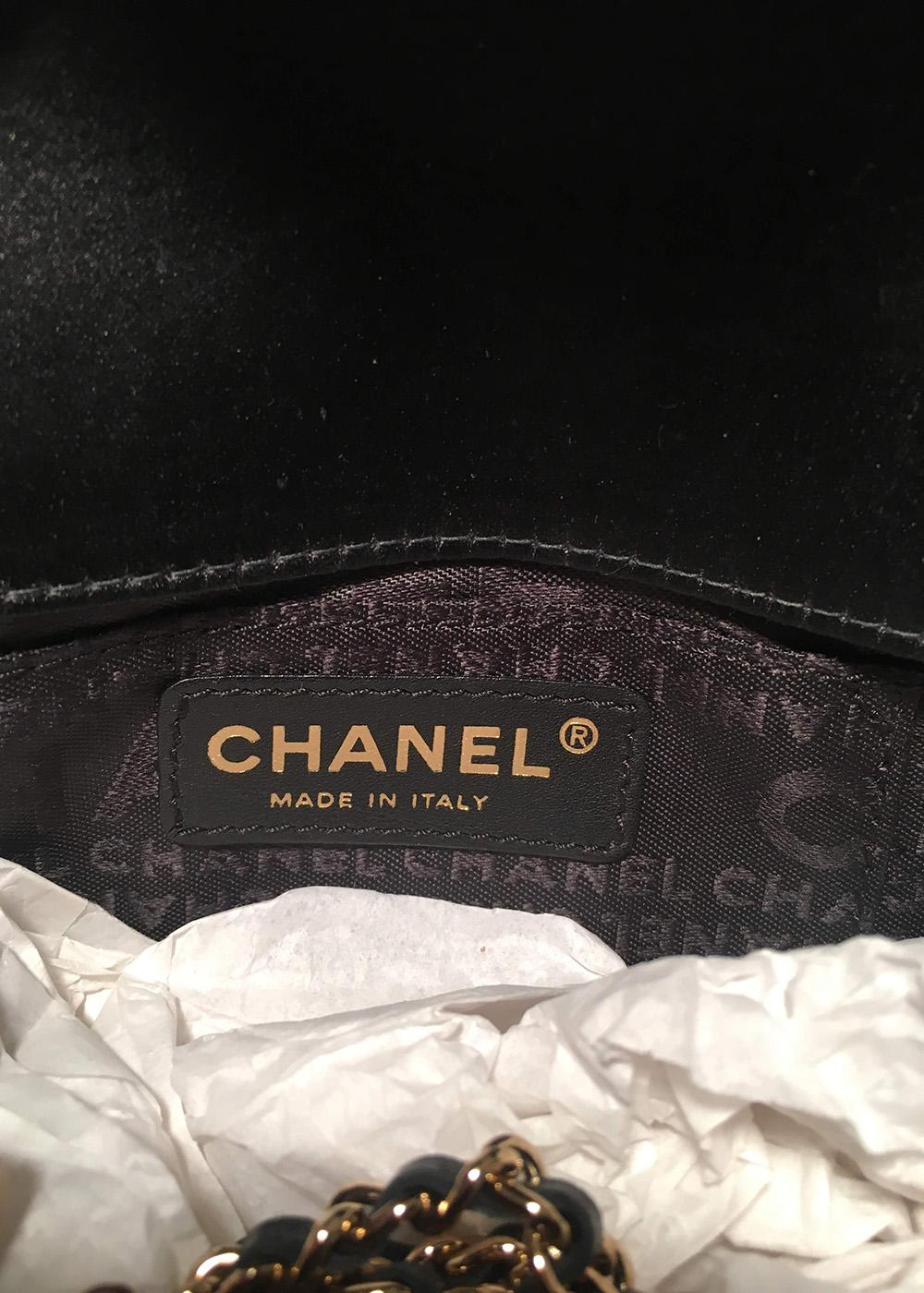 Chanel Quilted Black Silk Mini Camellia Classic Flap Shoulder Bag 7