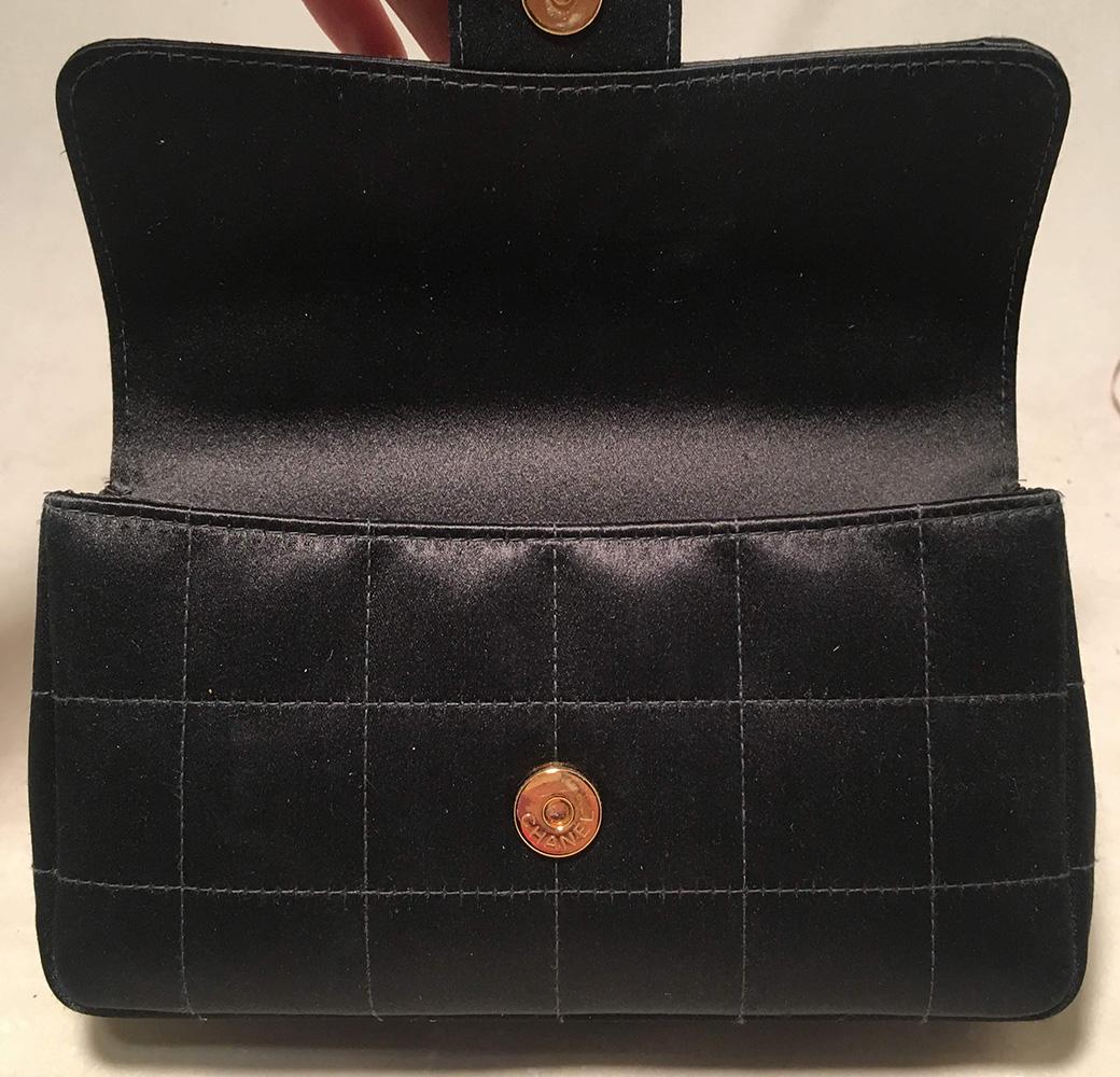 Chanel Quilted Black Silk Mini Camellia Classic Flap Shoulder Bag 3