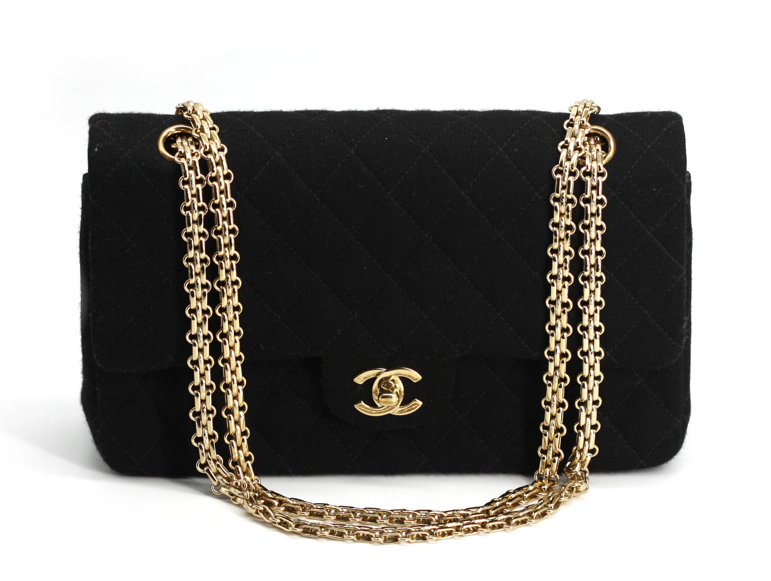 Chanel Quilted Black Wool Double-Flap Handbag For Sale 6