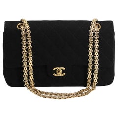 Chanel Quilted Black Wool Double-Flap Handbag