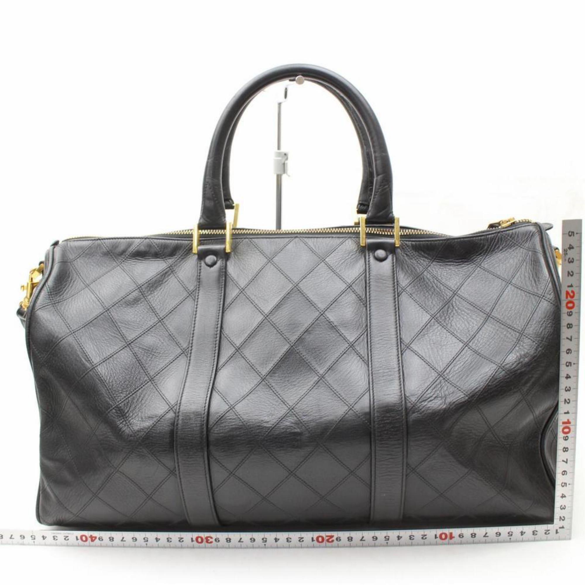 Chanel Quilted Boston Duffle with Strap 868404 Black Weekend/Travel Bag 3