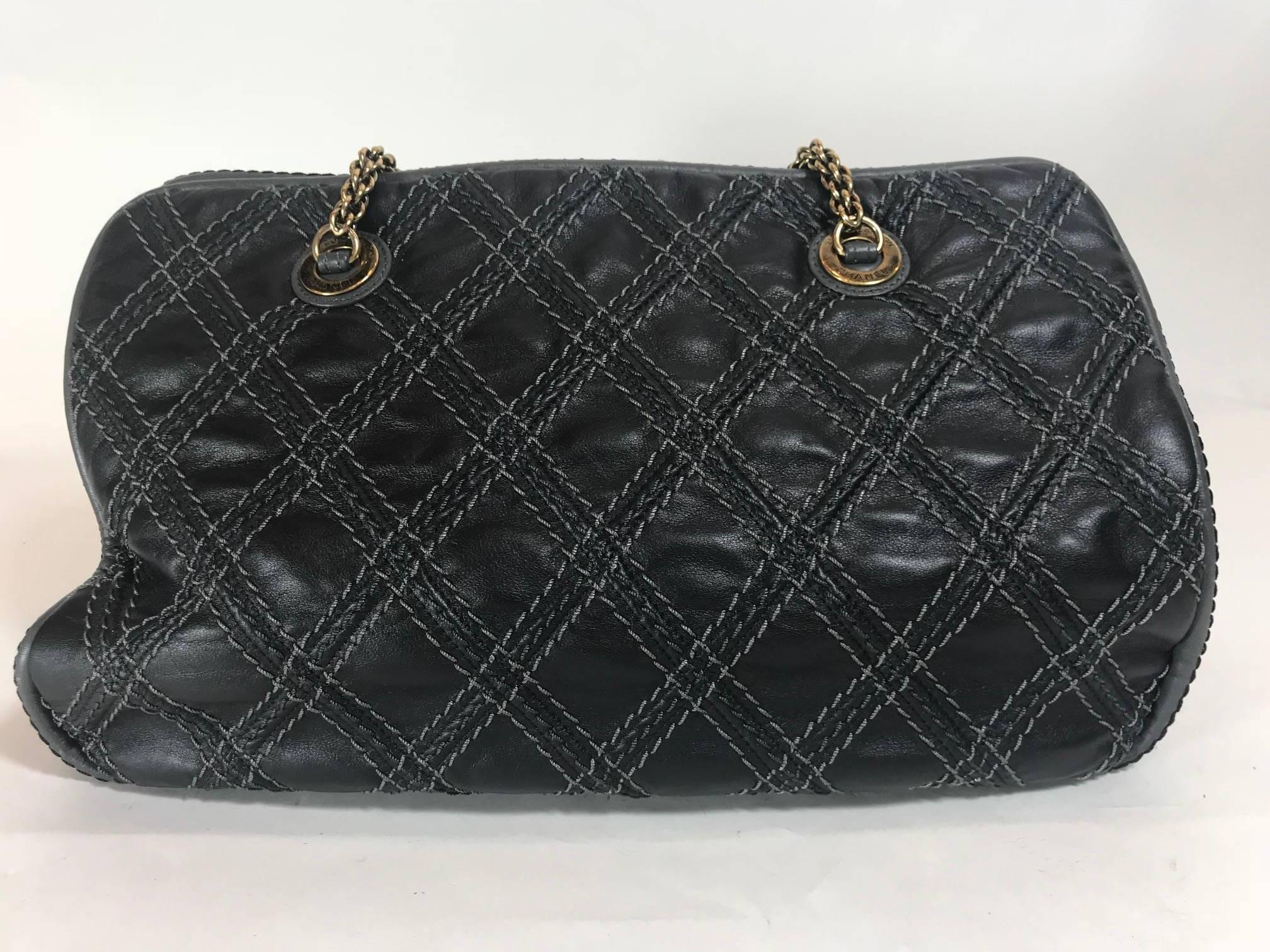 Black Chanel Quilted Bowler For Sale