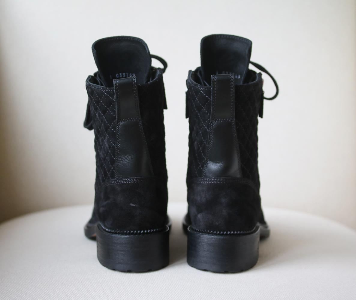Chanel Quilted Calfskin and Suede High Boots  In Excellent Condition In London, GB