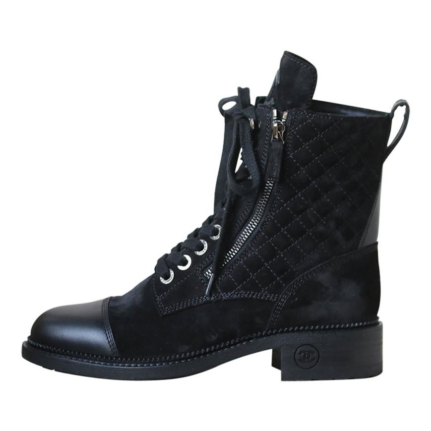 Chanel Quilted Calfskin and Suede High Boots 
