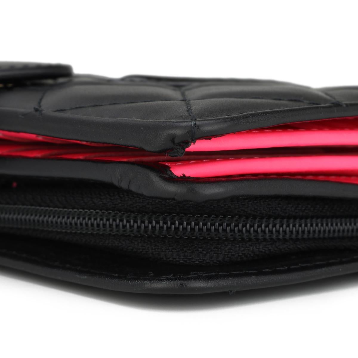 Chanel Quilted Cambon Bifold Medium Zipped Pocket Wallet Black Calfskin 2014 8