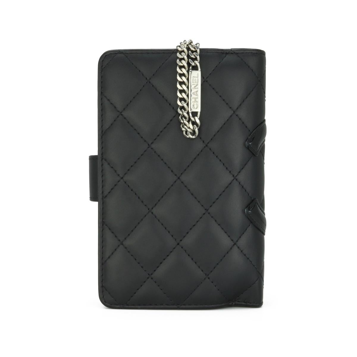 Chanel Quilted Cambon Bifold Medium Zipped Pocket Wallet Black Calfskin 2014 In Good Condition In Huddersfield, GB