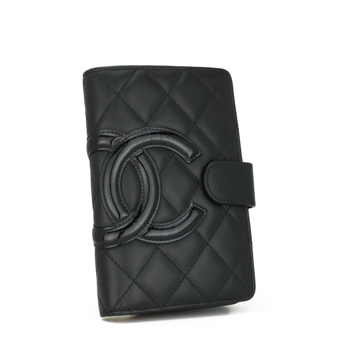 Women's or Men's Chanel Quilted Cambon Bifold Medium Zipped Pocket Wallet Black Calfskin 2014