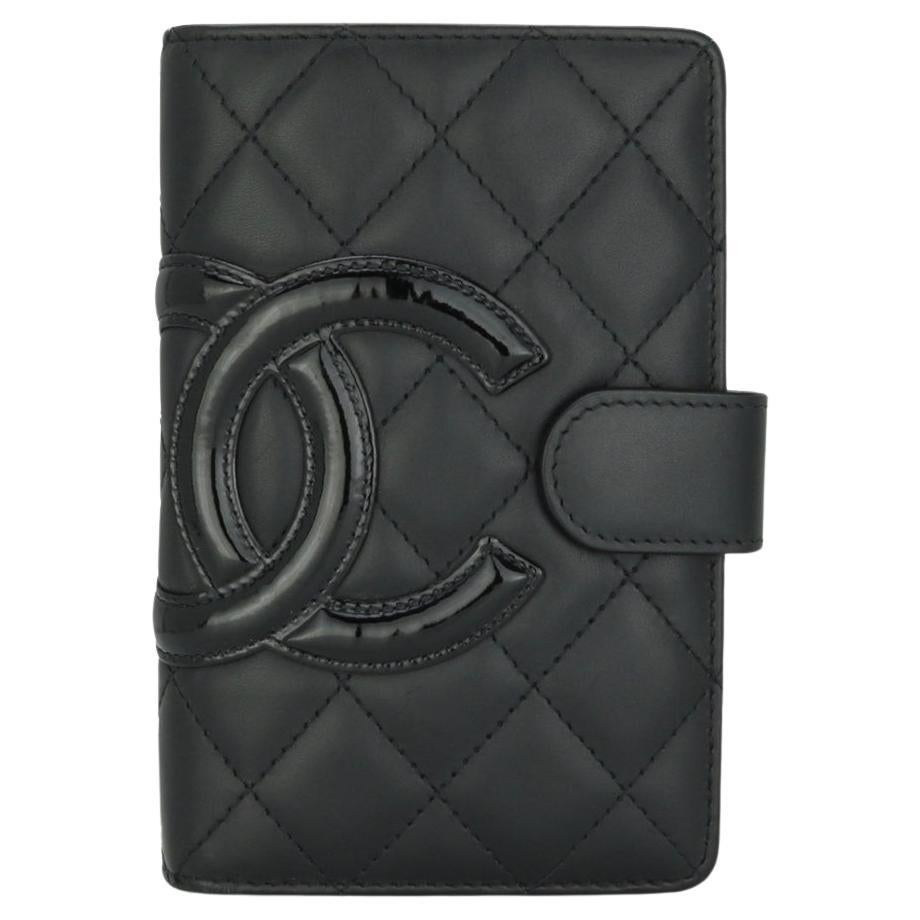 Chanel Quilted Cambon Bifold Medium Zipped Pocket Wallet Black Calfskin 2014