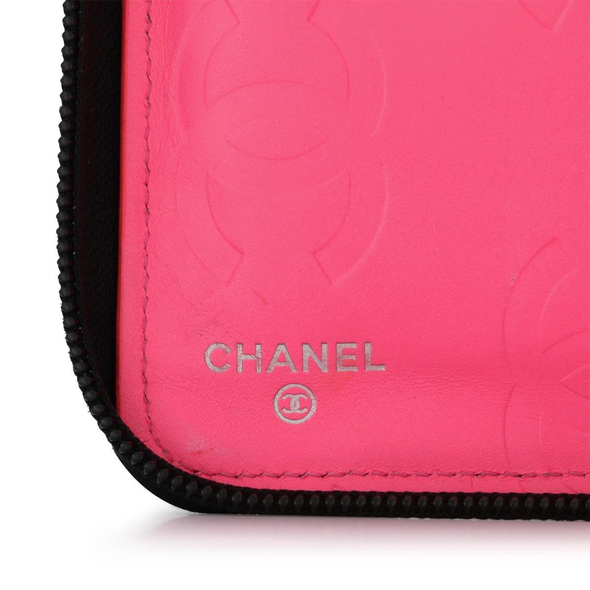 Chanel Gesteppt Cambon Große lange Brieftasche mit Reißverschluss aus schwarzem Kalbsleder Silber Hardware 2013 im Angebot 9