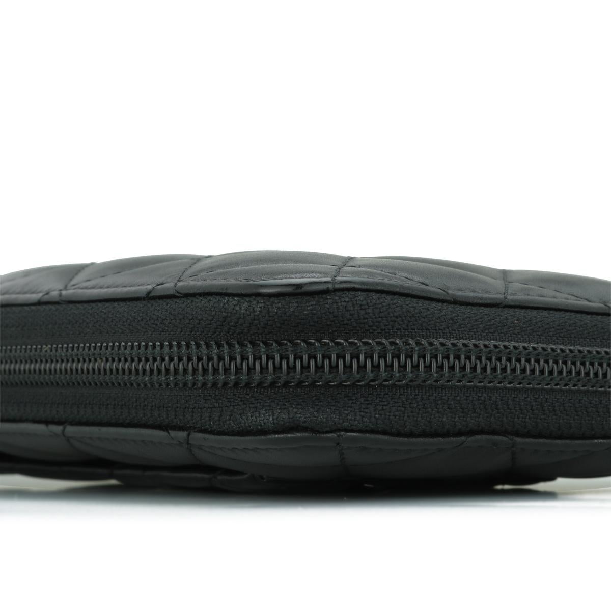 Chanel Gesteppt Cambon Große lange Brieftasche mit Reißverschluss aus schwarzem Kalbsleder Silber Hardware 2013 im Angebot 3