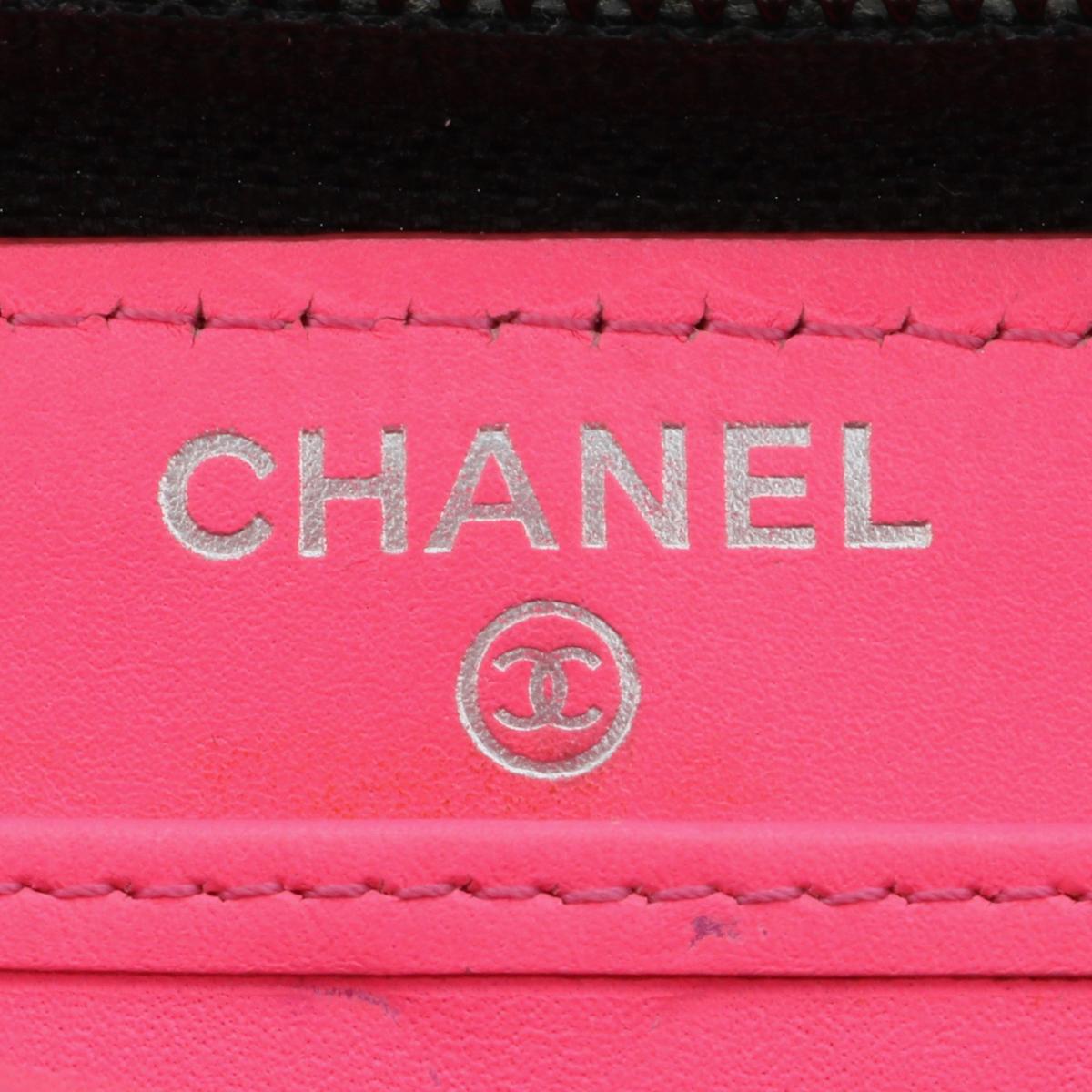 Chanel Quilted Cambon Long Zip Wallet Black Calfskin with Silver Hardware 2012 For Sale 9