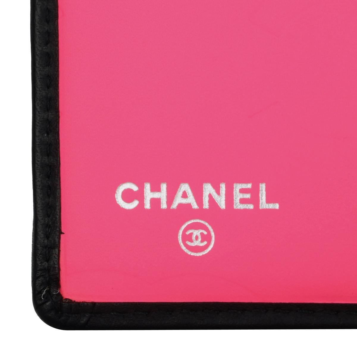 Chanel Gesteppte Cambon-Brieftasche aus schwarzem Kalbsleder mit silberner Klappe 2016 11