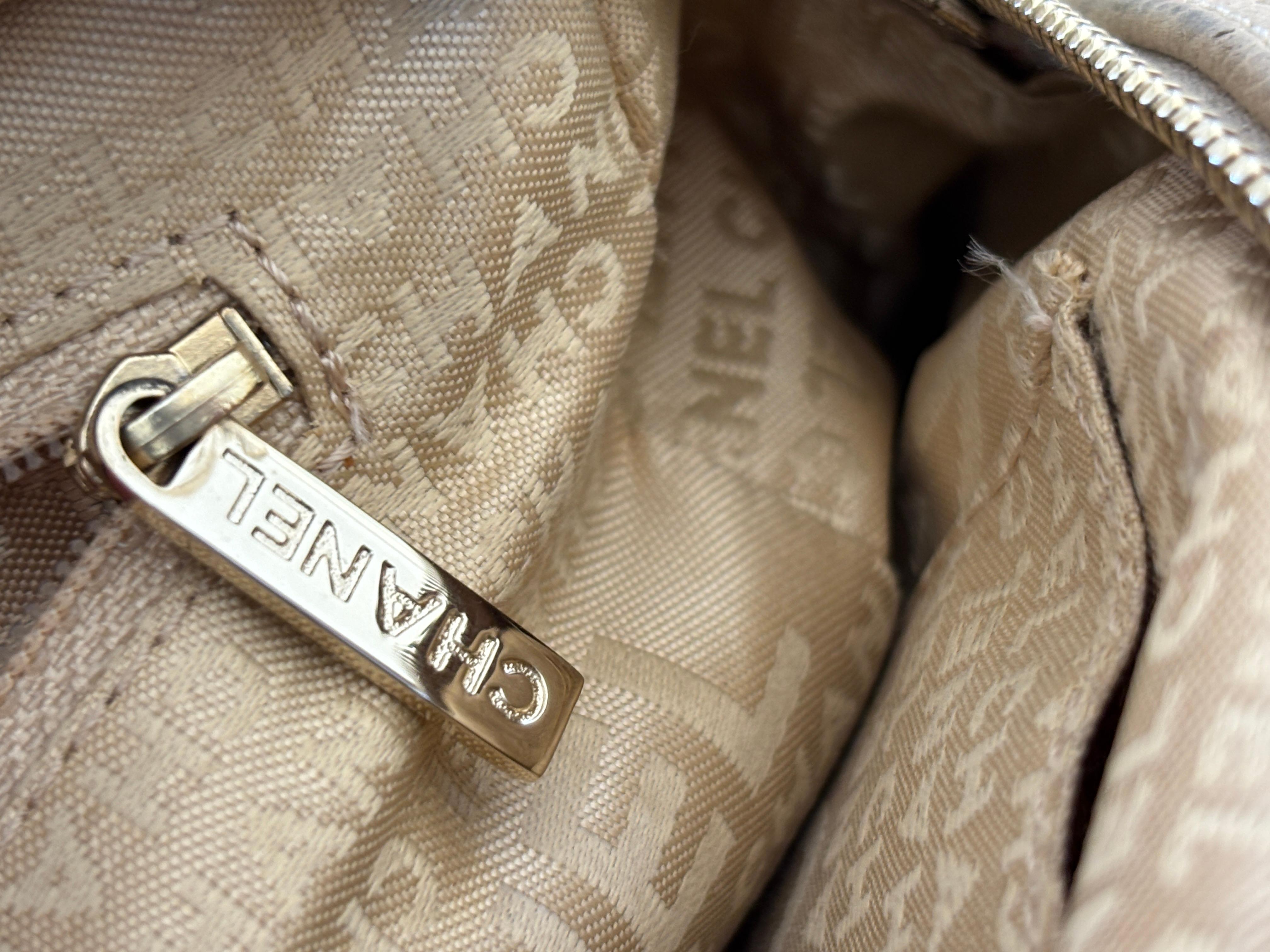 CHANEL Quilted Camel Suede Shoulder Bag with a Tassel For Sale 14