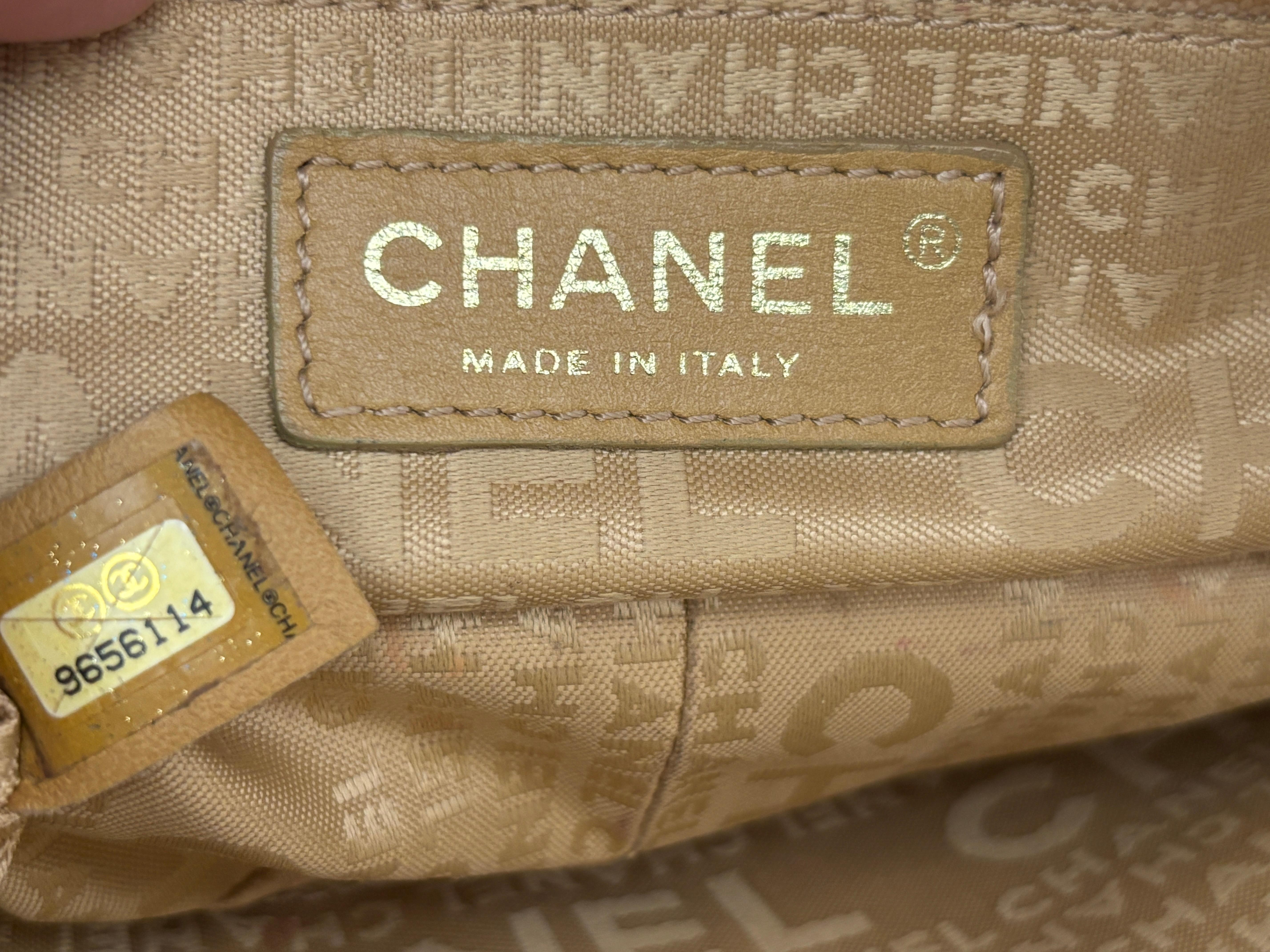 CHANEL Quilted Camel Suede Shoulder Bag with a Tassel For Sale 4