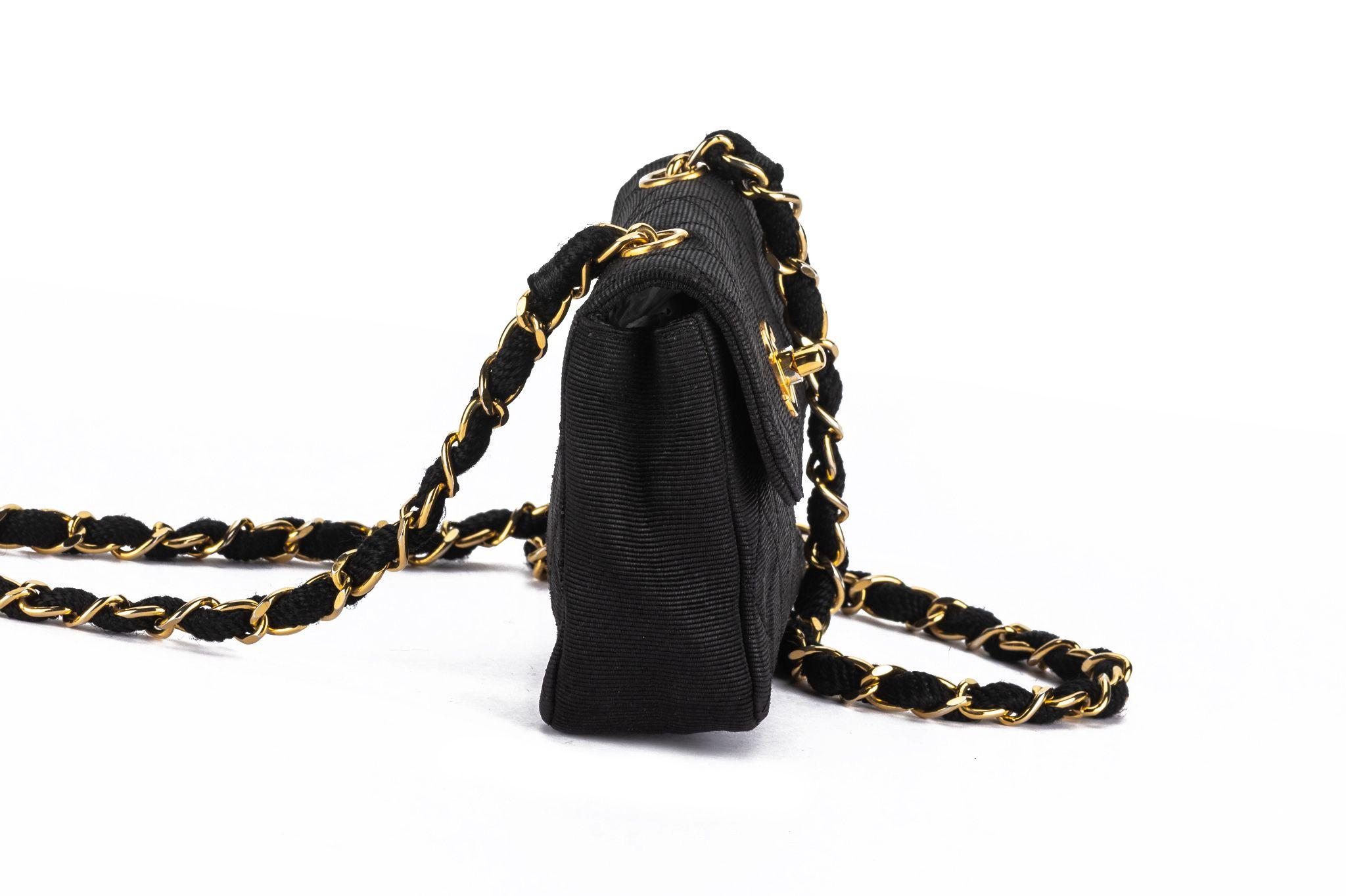 Black Chanel Quilted Canvas Mini Flap Bag For Sale