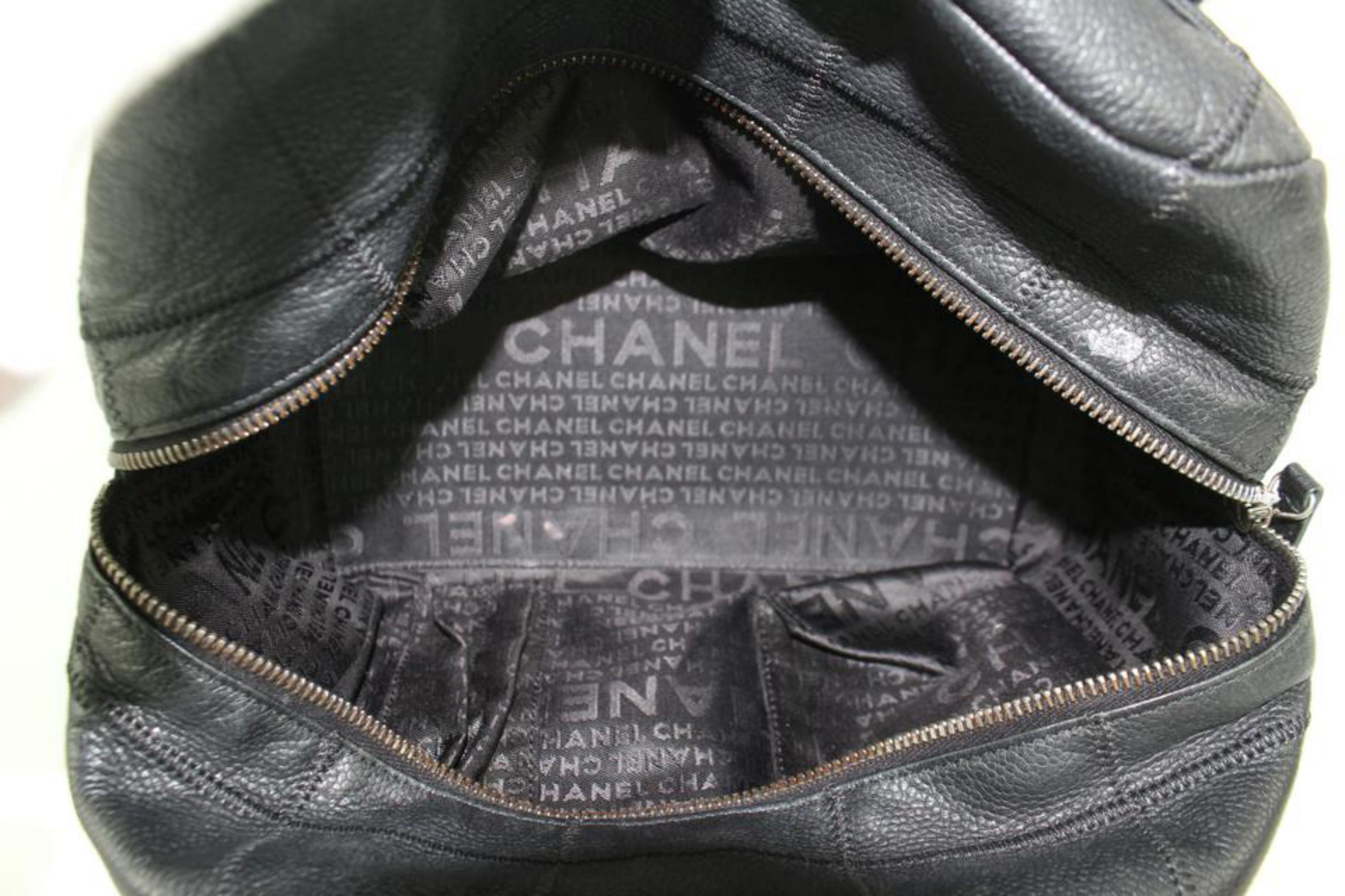 Women's Chanel Quilted Caviar Boston Bowler 14cz0129 Black Leather Shoulder Bag For Sale