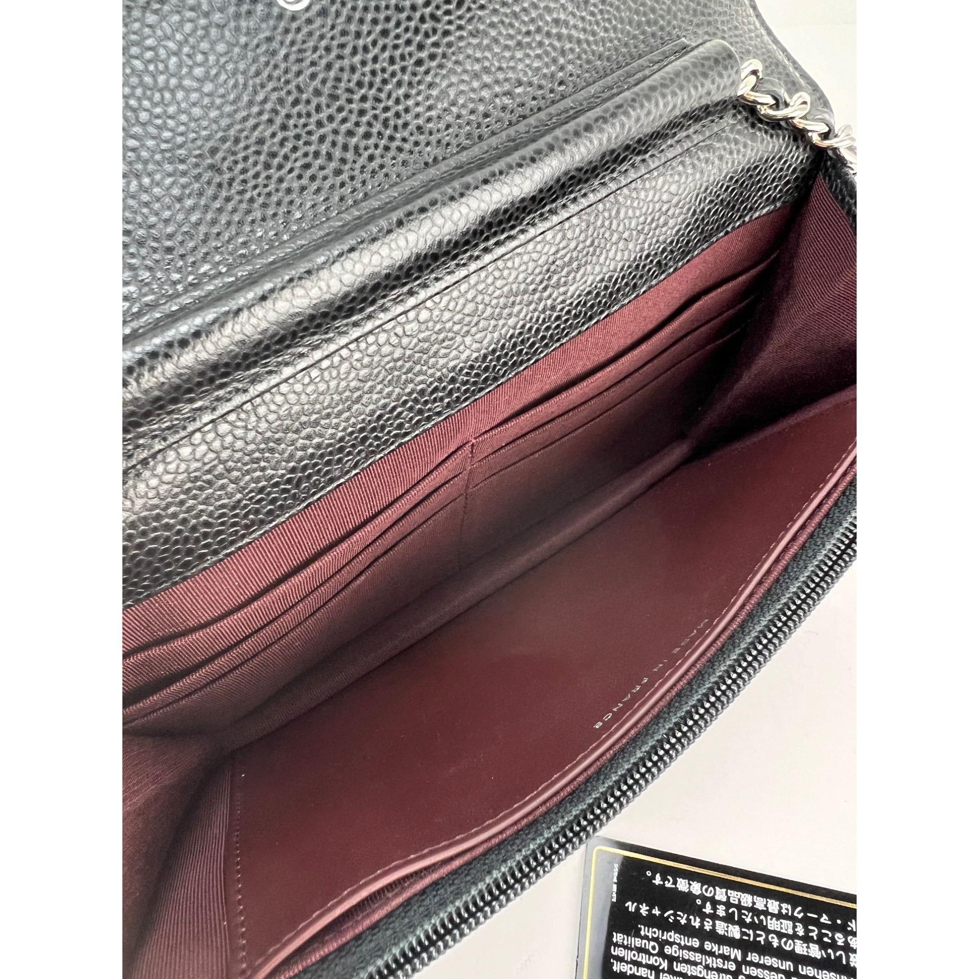 Chanel Quilted Caviar Calfskin Wallet on a Chain Clutch For Sale 5