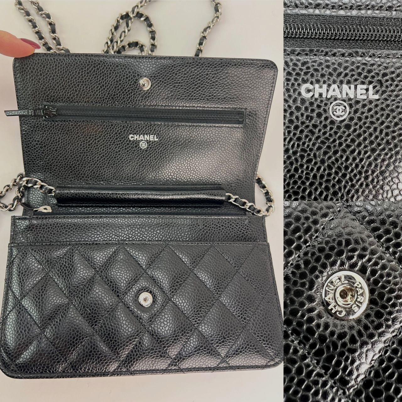 Chanel Quilted Caviar Calfskin Wallet on a Chain Clutch For Sale 3