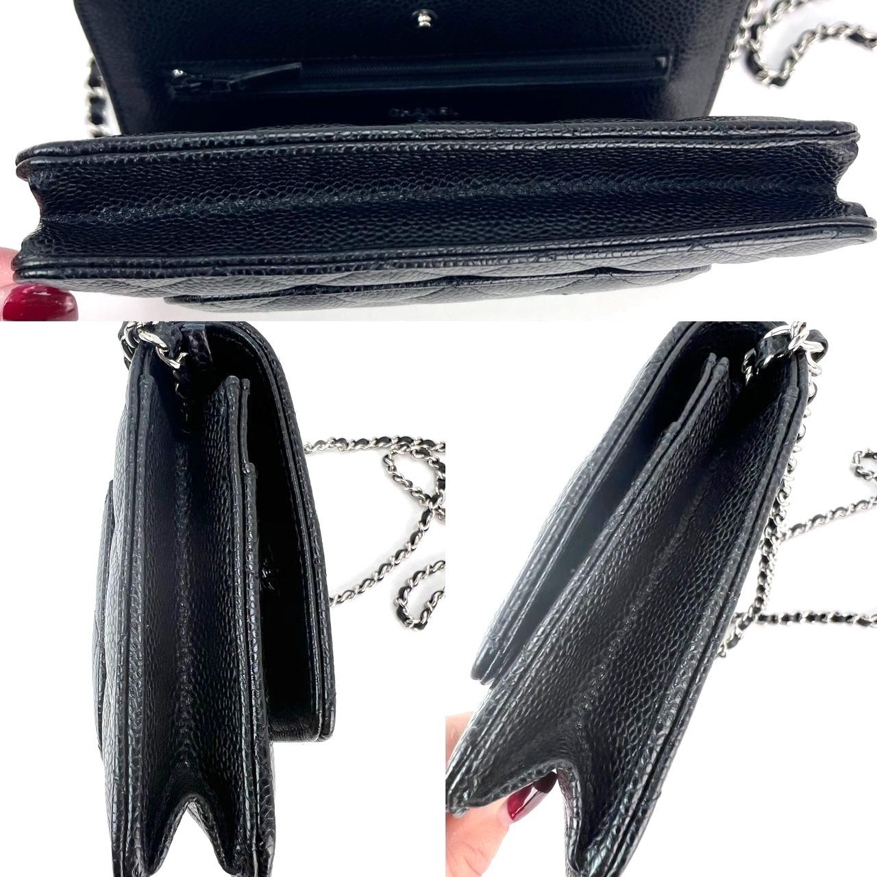 Chanel Quilted Caviar Calfskin Wallet on a Chain Clutch For Sale 4