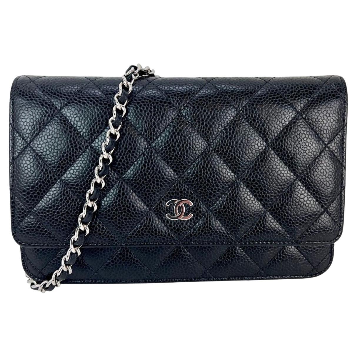 Chanel Quilted Caviar Calfskin Wallet on a Chain Clutch For Sale