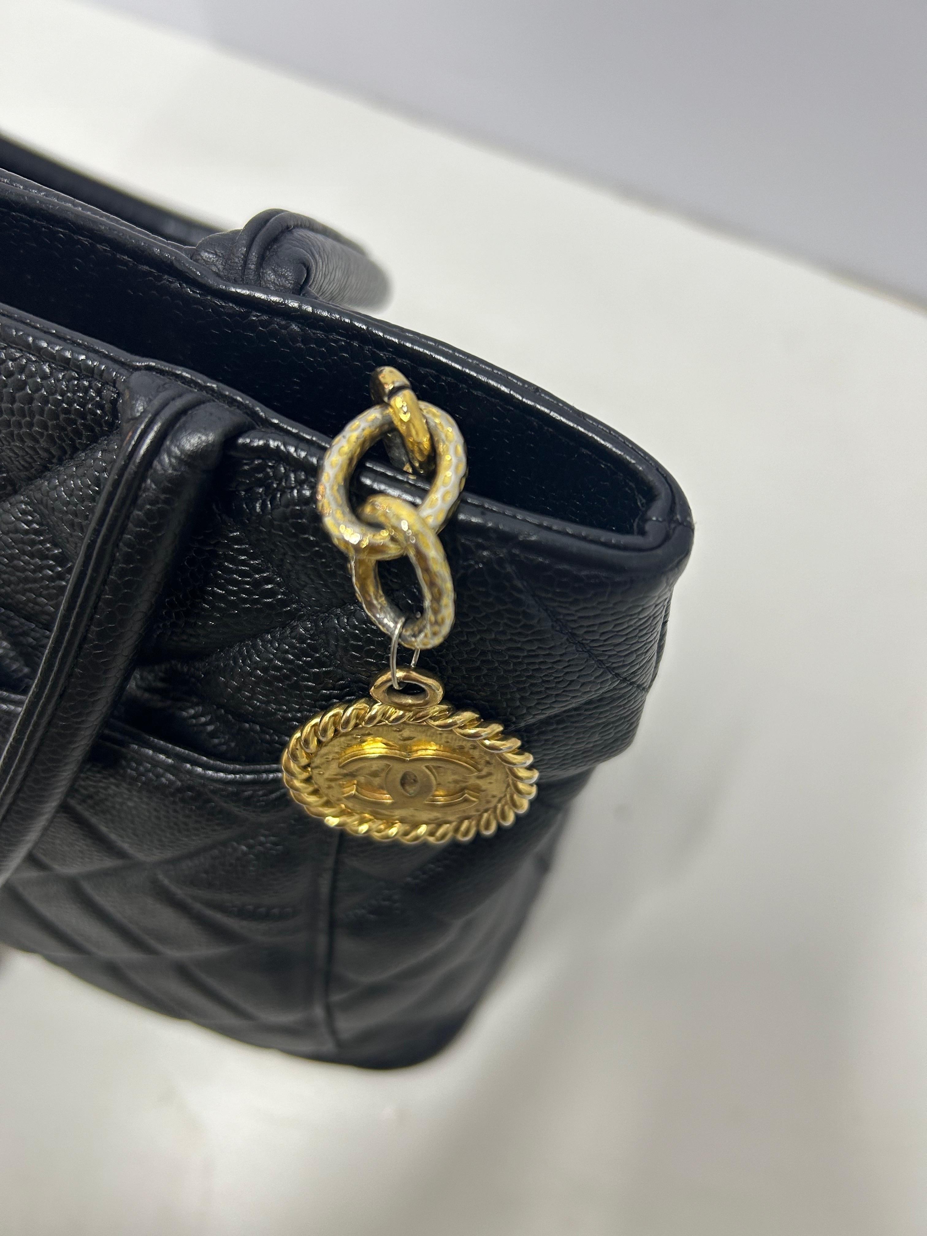 Chanel Quilted Caviar Leather 2002/2003 Medallion Tote For Sale 11