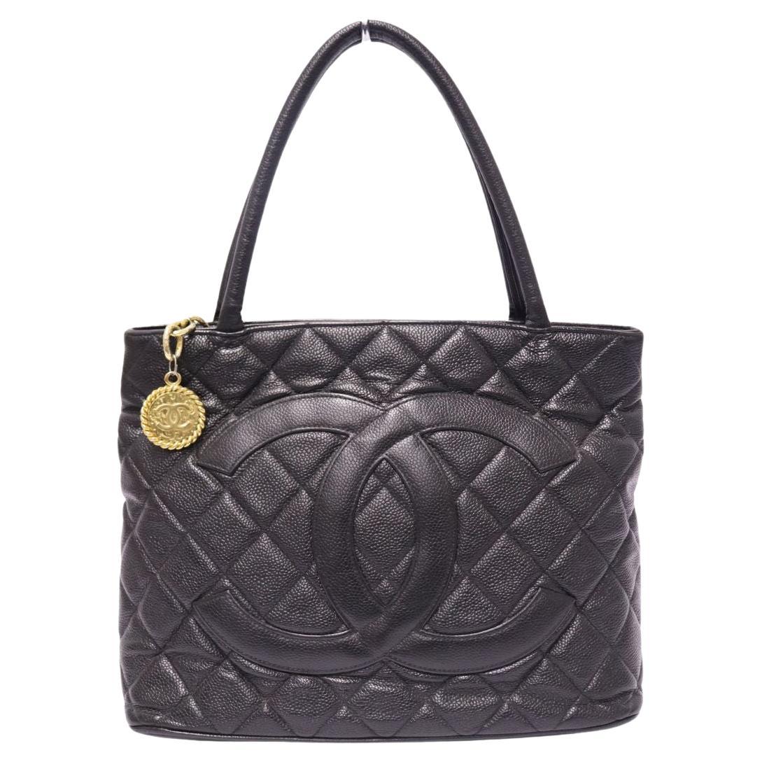 Chanel Quilted Caviar Leather 2002/2003 Medallion Tote For Sale