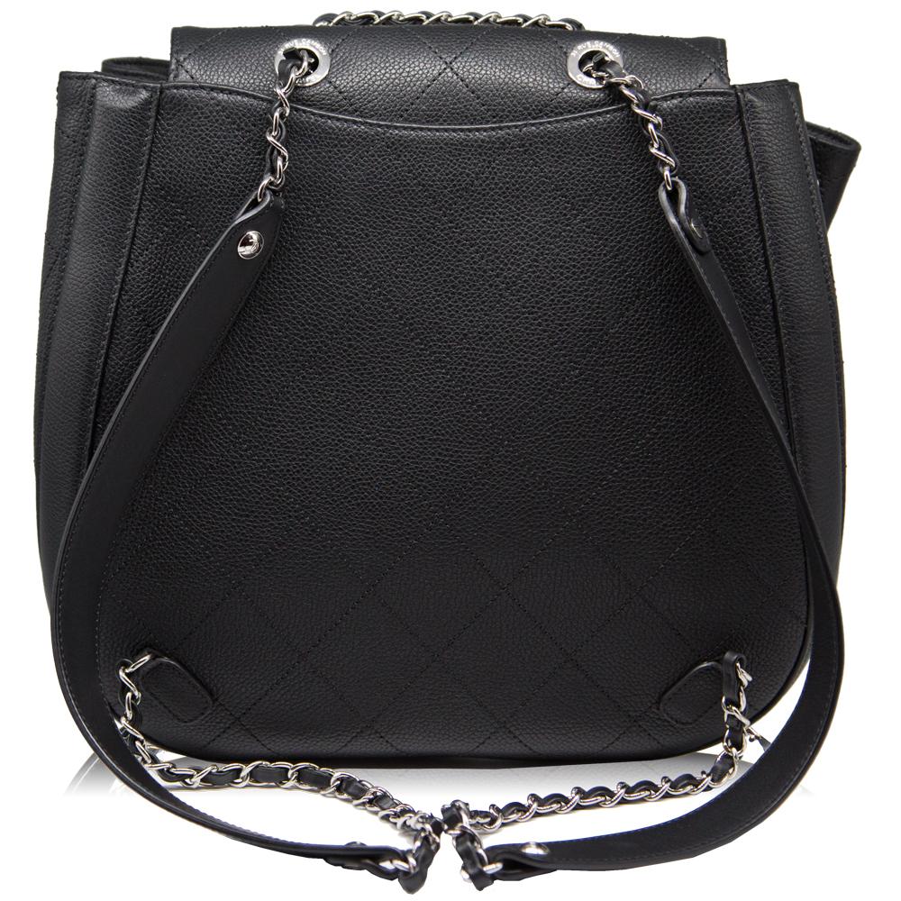 Black Chanel Quilted Caviar Leather Backpack