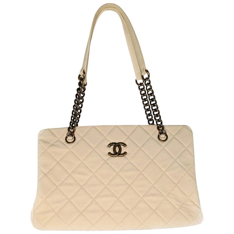 Chanel Quilted Caviar Leather CC Crown Small Tote