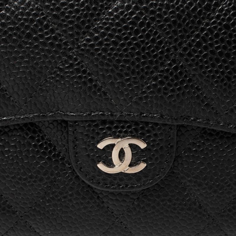 Chanel Quilted Caviar Leather Classic Trifold Flap Wallet 1