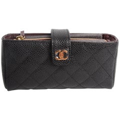 Chanel Quilted Caviar Leather iPhone Pouch - black