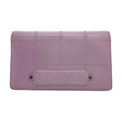Chanel Quilted Caviar Leather Long Bi-Fold Lavender Wallet