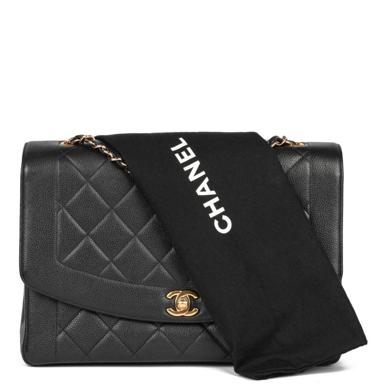 CHANEL Quilted Caviar Leather Vintage Diana Large Classic Single Flap Bag  For Sale at 1stDibs