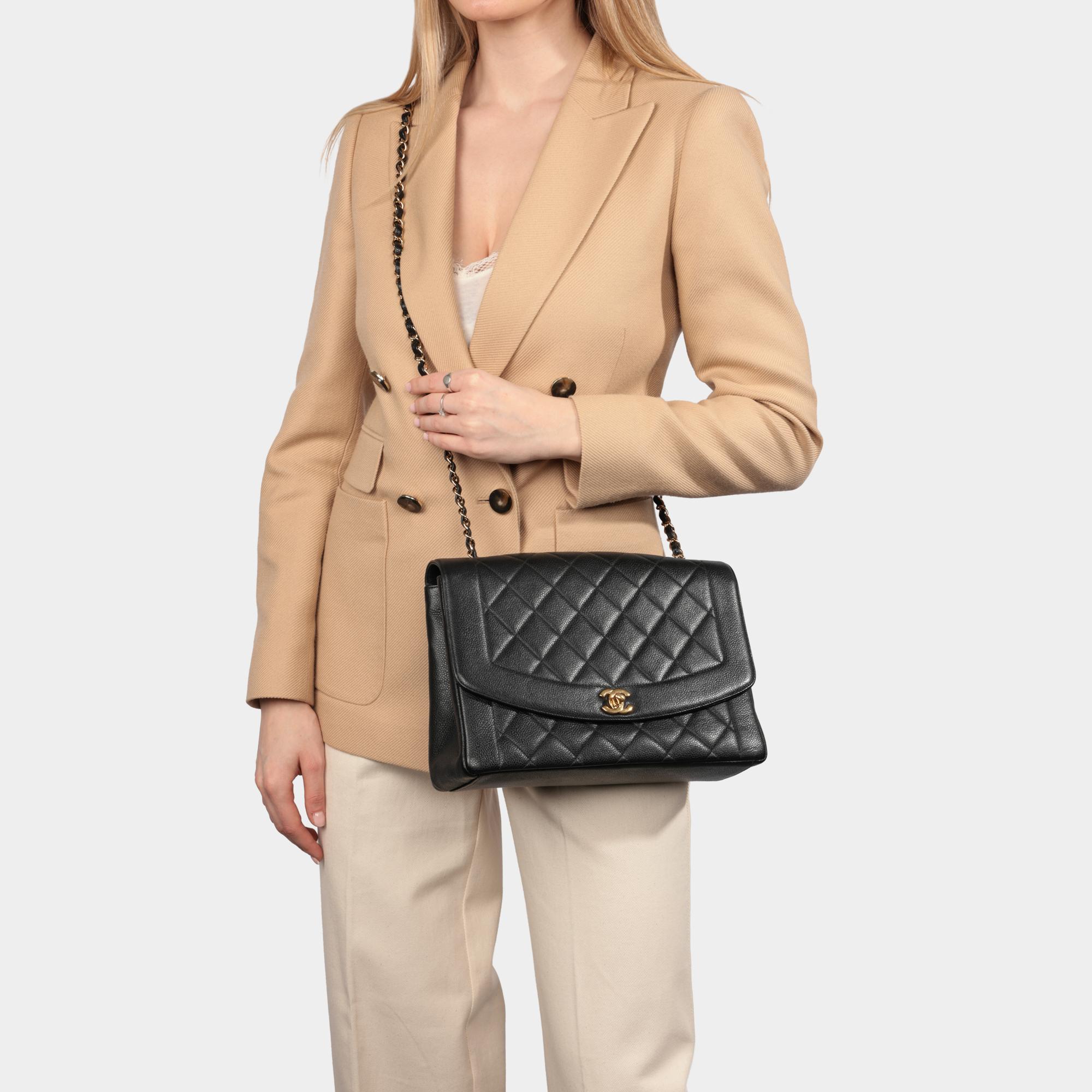 CHANEL Quilted Caviar Leather Vintage Diana Large Classic Single Flap Bag 6