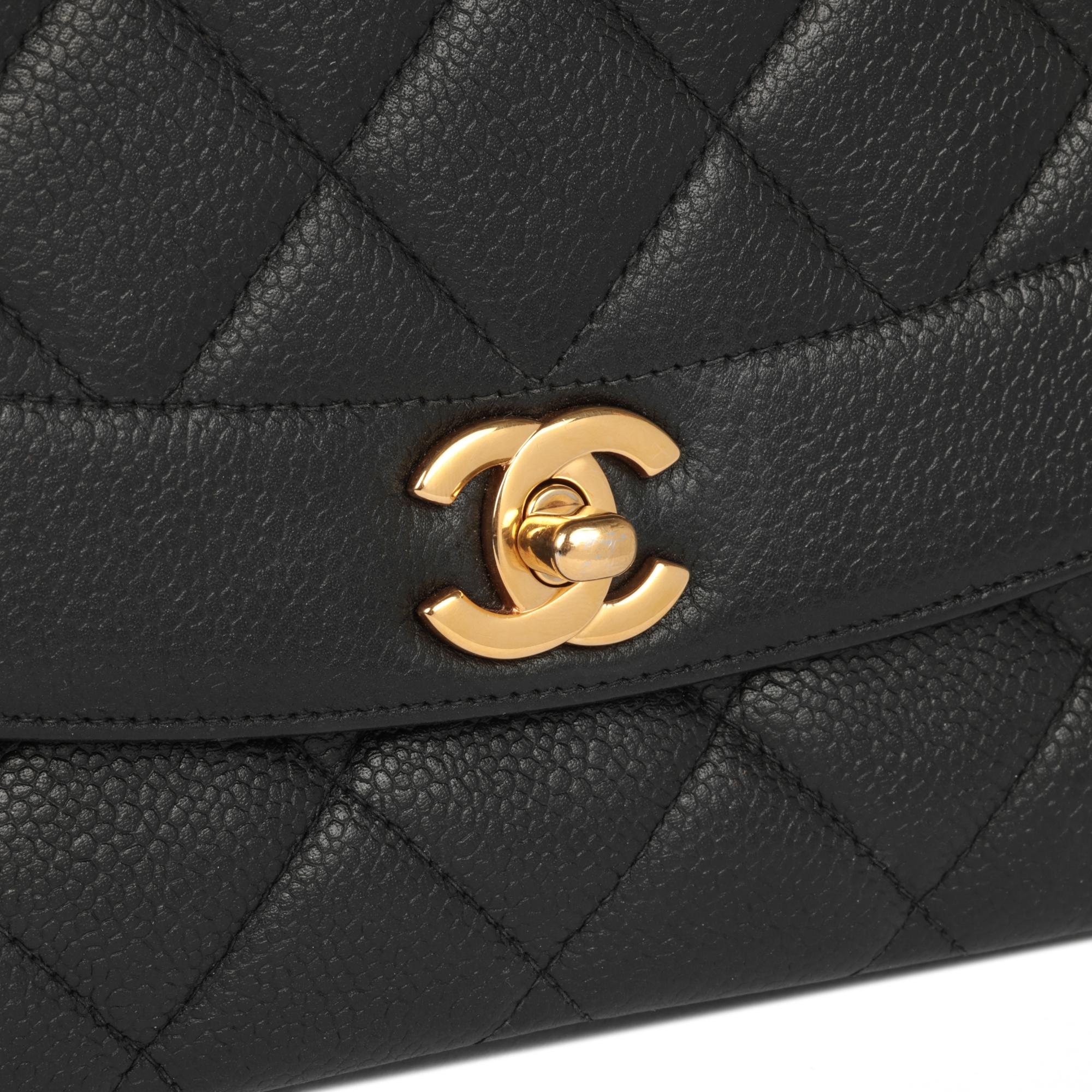 Women's CHANEL Quilted Caviar Leather Vintage Diana Large Classic Single Flap Bag