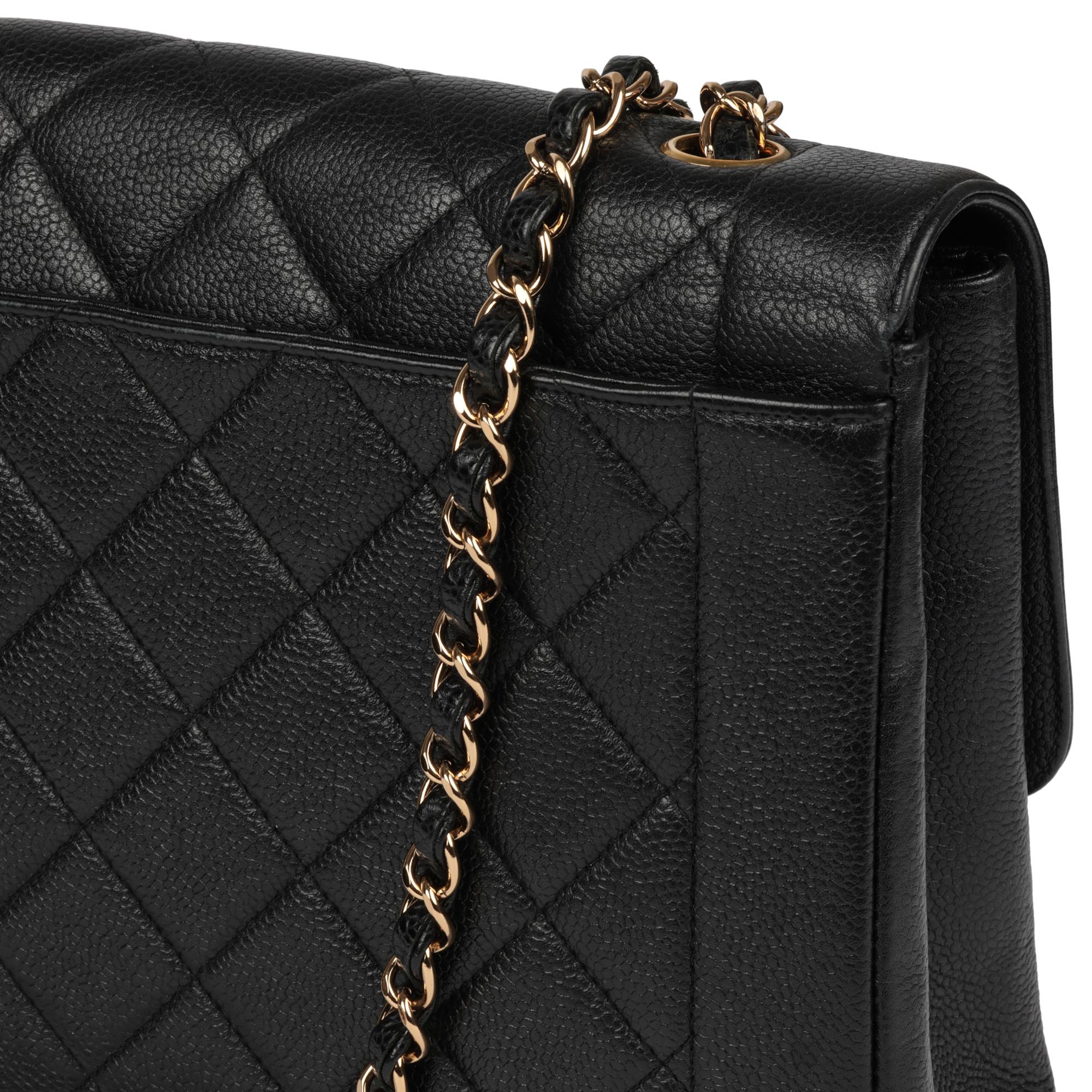 CHANEL Quilted Caviar Leather Vintage Diana Large Classic Single Flap Bag 1