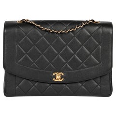 CHANEL Quilted Caviar Leather Vintage Diana Large Classic Single Flap Bag