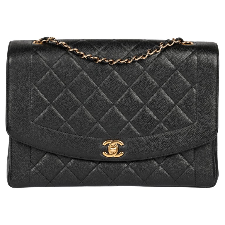 CHANEL Quilted Caviar Leather Vintage Diana Large Classic Single