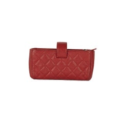Chanel Quilted Caviar Mini Phone Holder Clutch - '10s