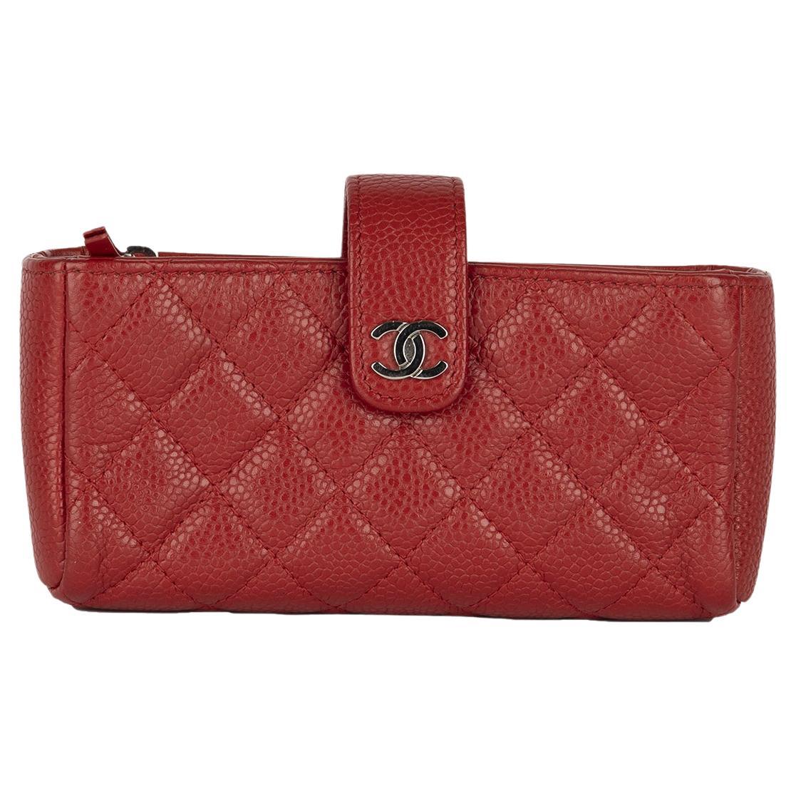Chanel Quilted Caviar Mini Phone Holder Clutch - '10s